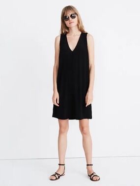 Madewell Black Sleeveless V-Neck Shift Dress